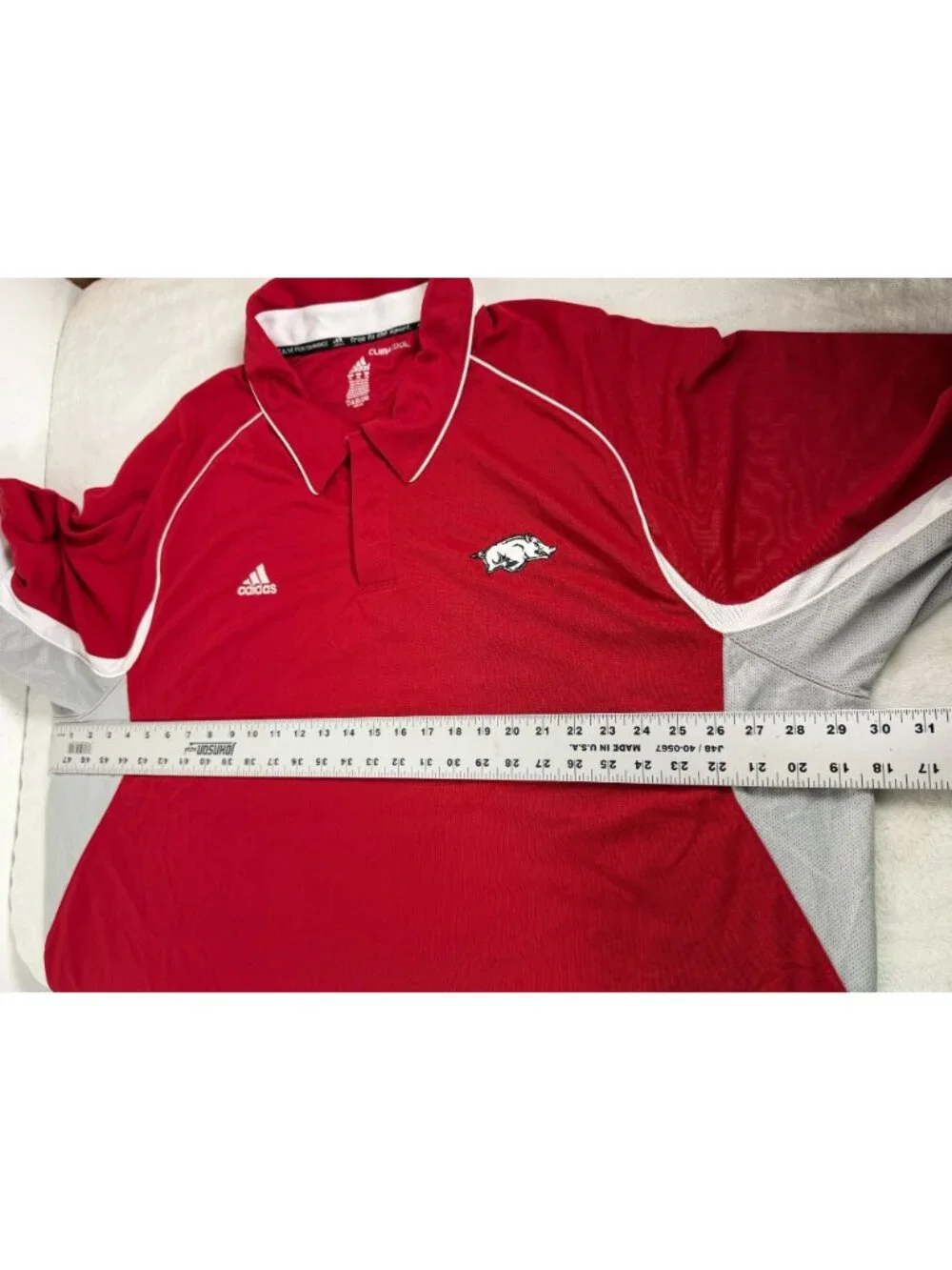Adidas Climacool Arkansas Razorbacks Embroidered Polo Shirt Mens 4XL Red New